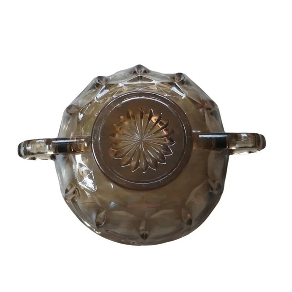 Vintage Smoky Glass Bowl Sugar Dish with Handles 70s - Picture 5 of 6